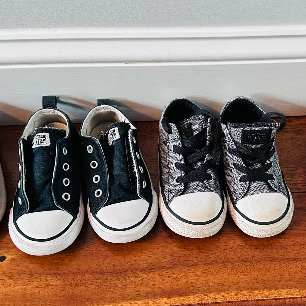 Two pairs of Converse toddler sneakers size 8